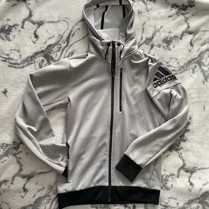Adidas - Grey Sweater - Chest Pocket - Adjustable Hoodie